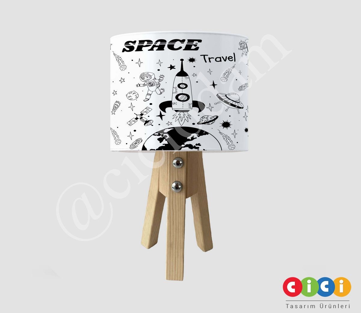 Space Travel Roket Astronot ve Gezegenler  Nevresim