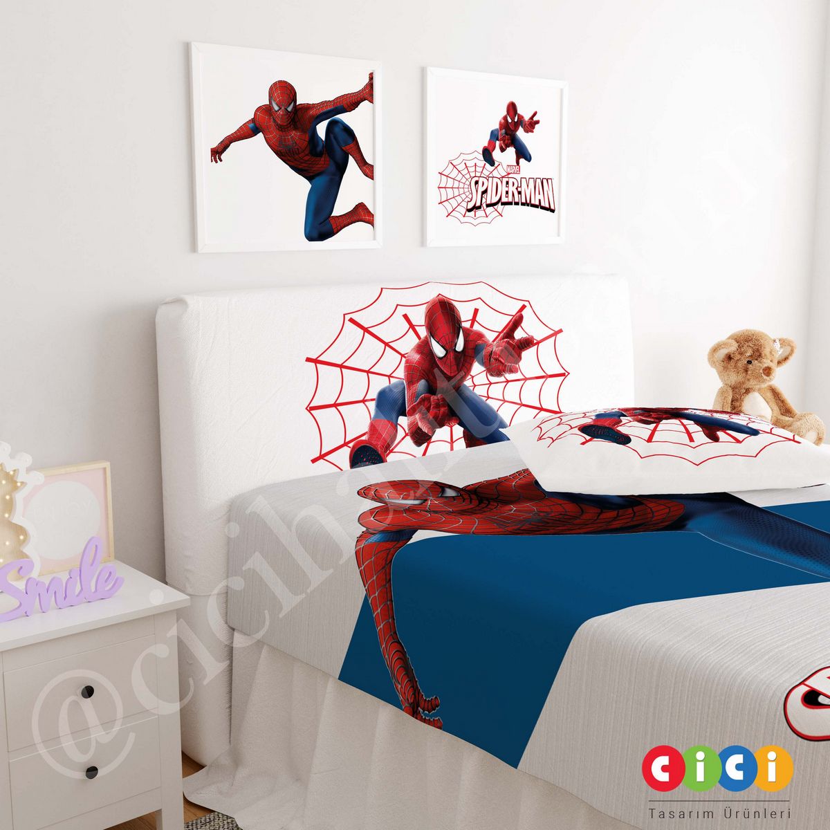 Marvel Lacivert Kırmızı Spiderman  Başlık Kılıfı