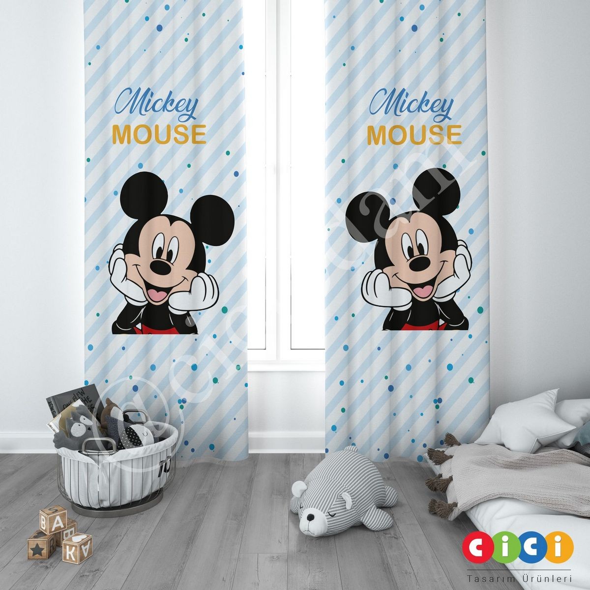 Mickey Mouse ve Mavi Puantiyeler Çocuk Odası Avize