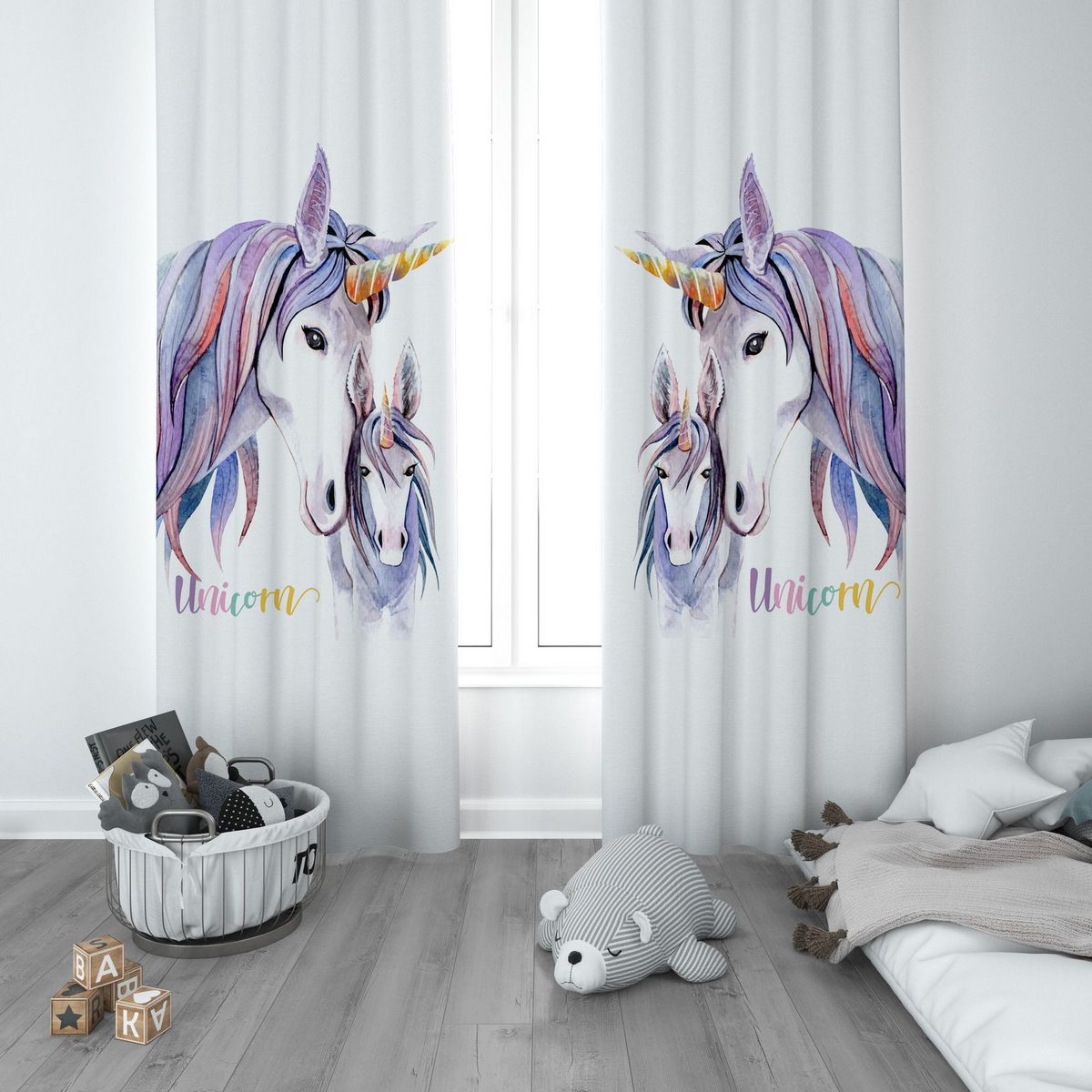 Yavru Unicorn Annesi ve Yıldızlar Başlık Kılıfı