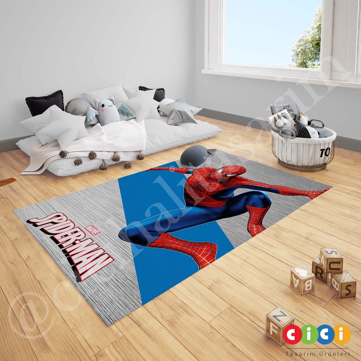 Marvel Lacivert Kırmızı Spiderman  Çocuk Odası Duvar Kağıdı