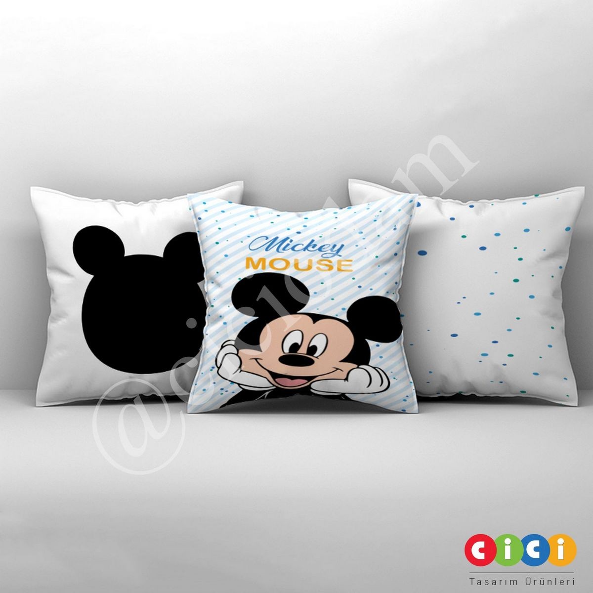 Mickey Mouse ve Mavi Puantiyeler Duvar Tablo