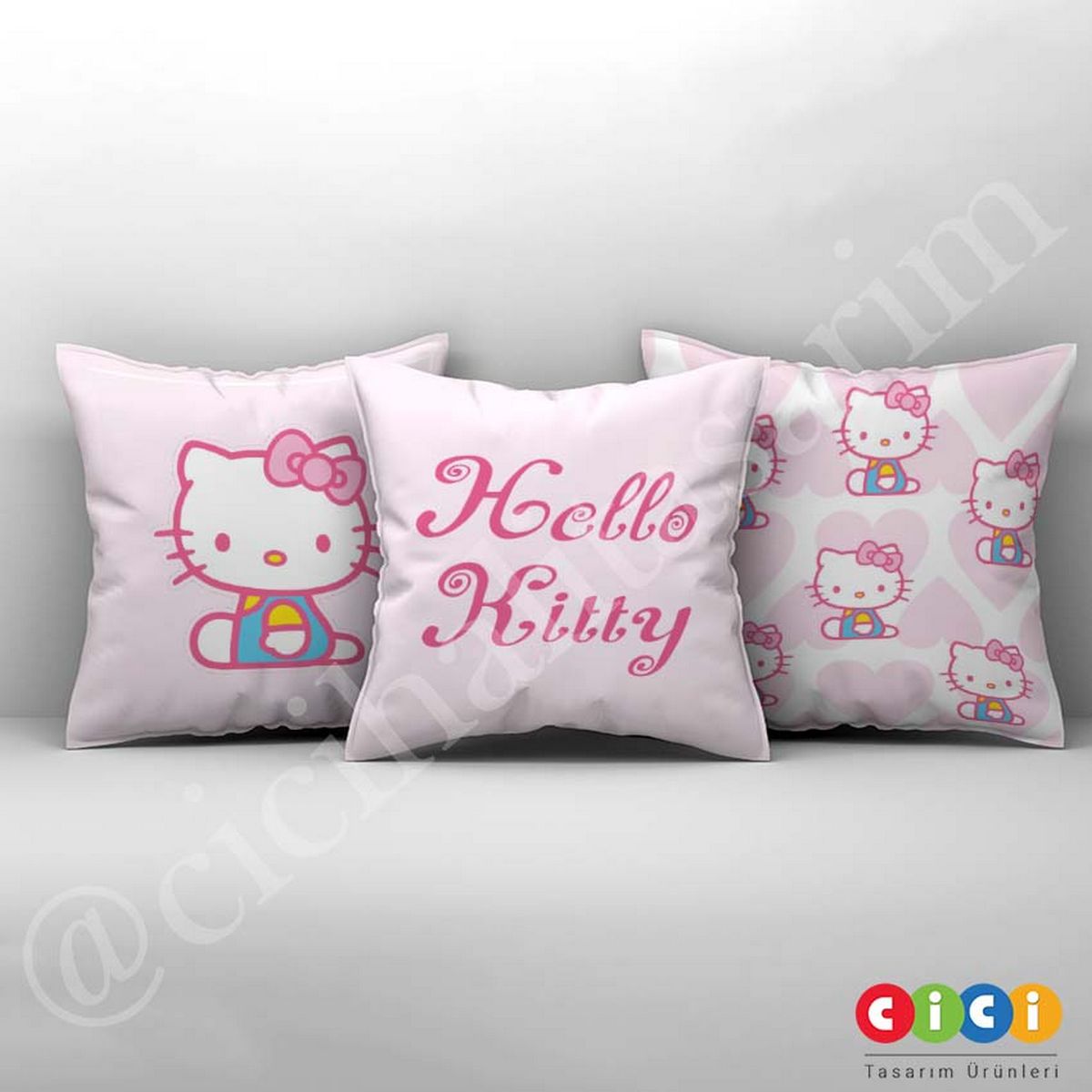 Hello Kitty ve Kalpler Çocuk Odası Perdesi