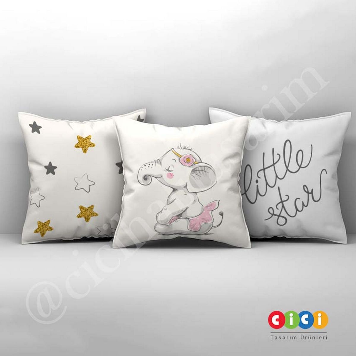 Little Star Oturan Fil ve Yıldızlar Çocuk Odası Avize