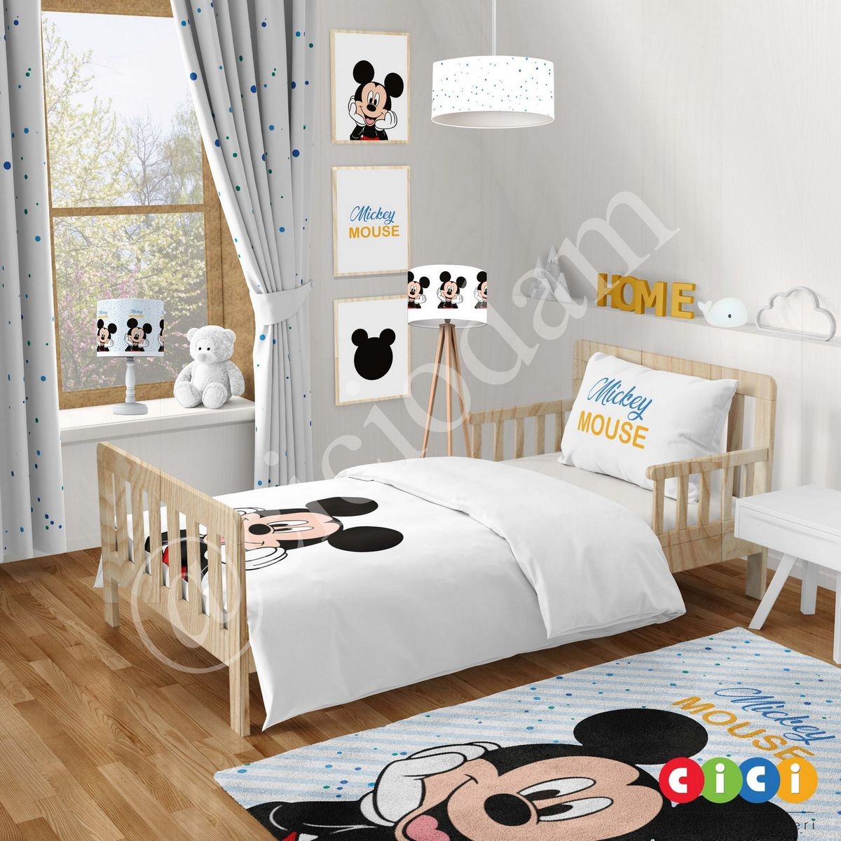 Mickey Mouse ve Mavi Puantiyeler Lambader